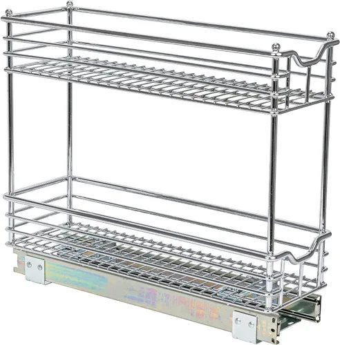 Vista 8 de Household Essentials Glidez - Organizador de almacenamiento multiusos de acero cromado extraíble/deslizante para uso debajo del gabinete - Diseño