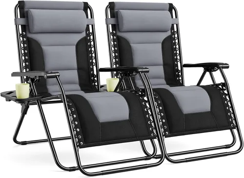 Vista 12 de Sweetcrispy Sillones acolchados de gran tamaño de gravedad cero azul-gris