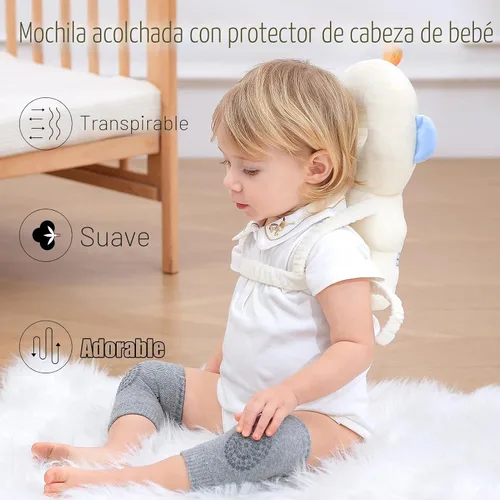 Vista 2 de Mochila protectora de cabeza de bebé con 3 rodilleras para caminar, astronautas