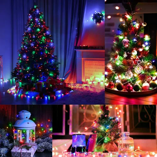 Vista 7 de Luces de Hadas LED de 132 Pies con 400 LED Enchufables, Luces de Navidad para Exteriores Impermeables, Luces Centelleantes con Temporizador, 8 Modos