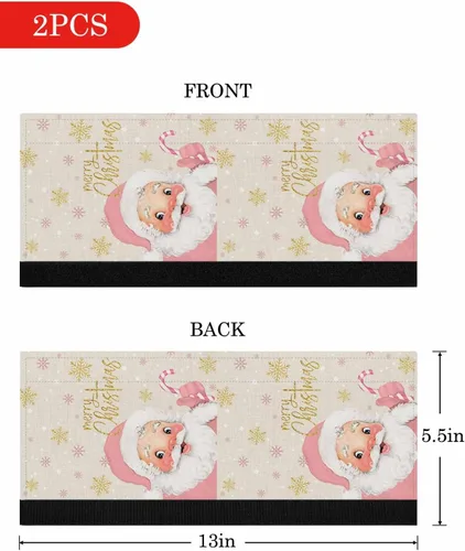 Vista 6 de Juego de 2 fundas para manijas de puerta de refrigerador con texto en inglés «Merry Christmas» para lavavajillas, microondas, horno, nevera, estufa
