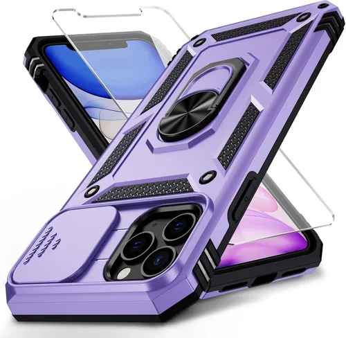 Vista 28 de Funda para iPhone 11 Pro con cubierta para lente de cámara, protector de pantalla HD, protección contra caídas de grado militar de 10 pies, soporte