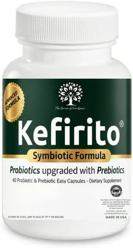 Vista 3 de Kefirito Daily Symbiotic Formula – Suplemento diario probiótico + prebiótico, 60 cápsulas – Absorción equilibrada de nutrientes y apoyo de comodidad