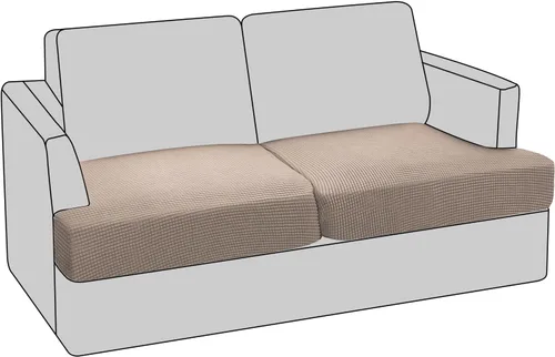 Vista 25 de PrinceDeco Funda elástica para sofá biplaza con cojín en forma de T para sofá de 2 cojines, funda de asiento con parte inferior elástica, apta