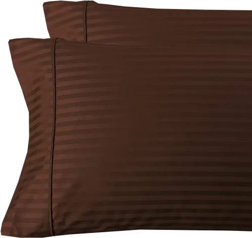 Vista 13 de sheetsnthings Juego de 2 fundas de almohada estándar de 300 hilos beige a rayas, tamaño Queen
