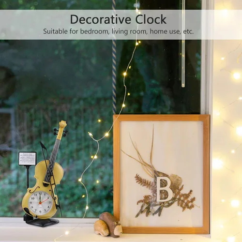 Vista 7 de BESPORTBLE Reloj despertador de violín electrónico con forma de violín para dormitorio, sala de estar, hogar D Cor y decoración de mesa de oficina
