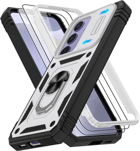 Vista 125 de Gritup Funda para Google Pixel 6 con cubierta deslizante para cámara y protector de pantalla (2 unidades), soporte de anillo giratorio 360°, funda