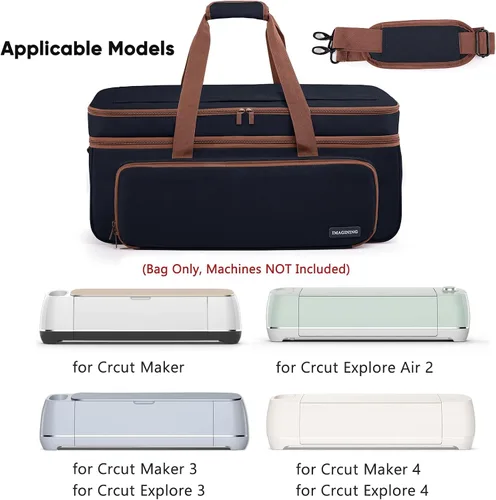 Vista 4 de IMAGINING Estuche de transporte para Cricut Maker 3, Maker 4, Bolsa de máquina de doble capa con cubierta para Cricut Explore 4, Explore 3, Explore
