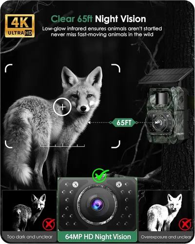 Vista 2 de Cámara de Rastreo Solar WiFi Bluetooth - Cámaras de Caza con Visión Nocturna, Sensor de Movimiento, Impermeable, Cámara de Ciervos Recargable