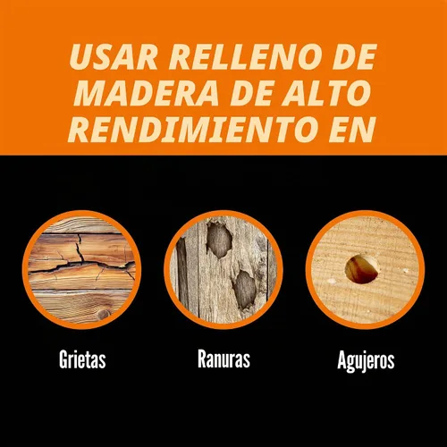 Vista 4 de Kit de reparación de madera de Gorilla, relleno multiusos con espátula y bloque de lijado.