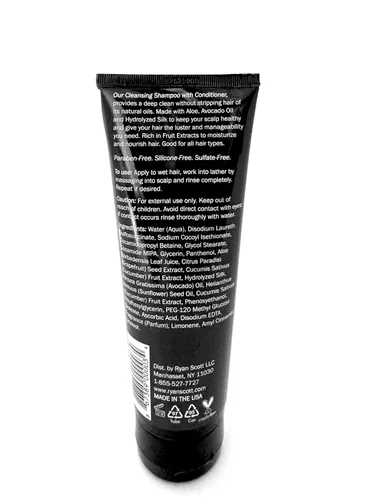 Vista 2 de Ryan Scott Champú limpiador sin sulfato con acondicionador hecho con aloe y aceites naturales. Fragancia de aloe, pepino y pomelo, 8.5 onzas líquidas