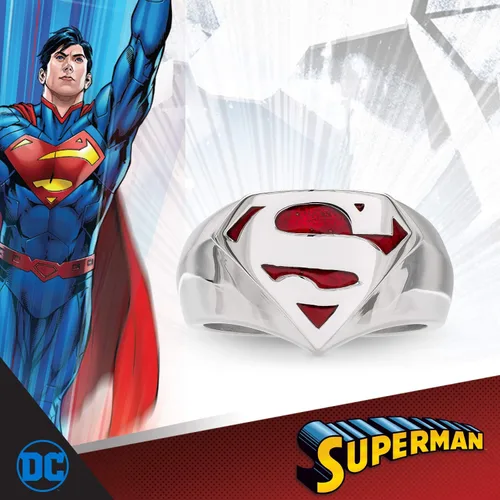 Vista 6 de DC Comics Anillo de acero inoxidable para hombre con logotipo de la Liga de la Justicia