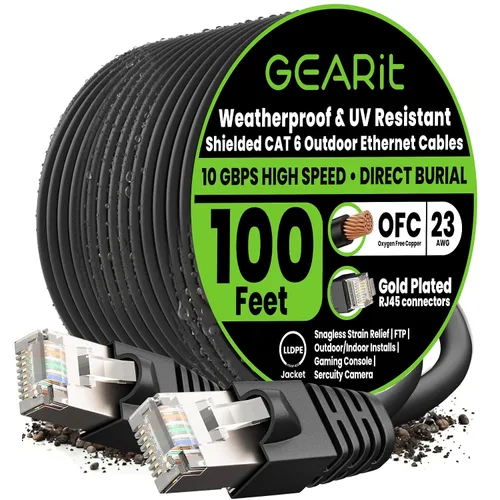 Vista 12 de GEARit - Cable Ethernet Cat6 para exteriores (3 m) 23AWG de cobre puro, FTP, LLDPE, impermeable, entierro directo, en tierra, resistente a UV, POE