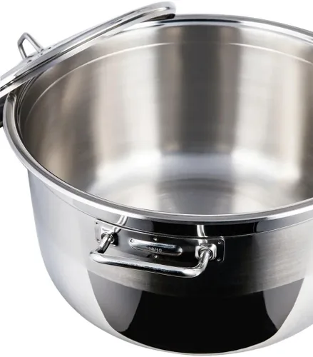 Vista 7 de Olla profunda de acero inoxidable con tapa de vidrio, olla para sopa olla de cocción profunda adecuada para estufa de inducción
