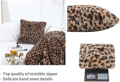 Vista 9 de Fundas de Almohada con Estampado de Leopardo de 18 x 18 Pulgadas Juego de 2 - Fundas de Cojín de Sofá de Piel Sintética Decoración Rústica - Fundas