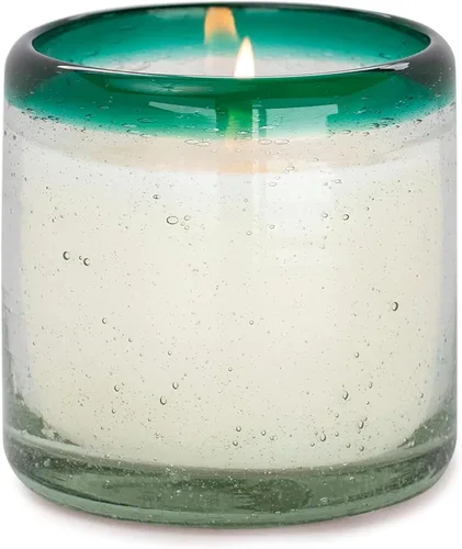 Vista 7 de Paddywax La Playa, Vela perfumada de agave azul salado en vidrio de burbujas soplado a mano reutilizable, vela de cera de soja con aproximadamente