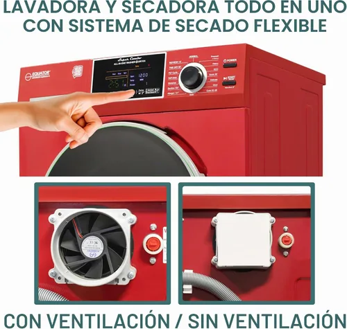 Vista 5 de Equator - Combo de lavadora y secadora compacta todo en uno, Merlot