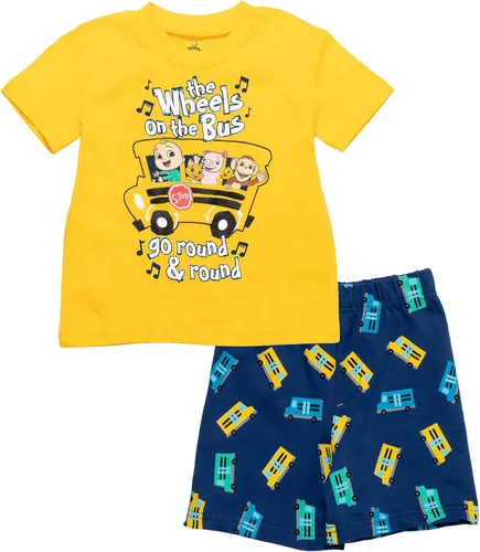 Vista 7 de CoComelon JJ Graphic - Conjunto de camiseta y pantalones cortos de rizo francés Azul