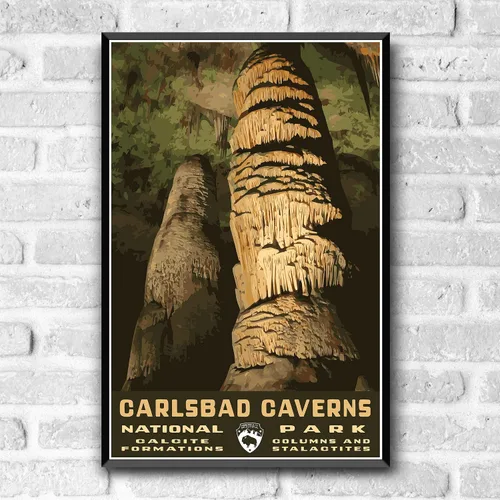 Vista 2 de GO SEE DESIGN Carlsbad Caverns National Park Vintage-Style Travel Poster - 8x10-12x18-18x24-24x36 / 4x6 Postcard WPA Style Art Print New Mexico USA