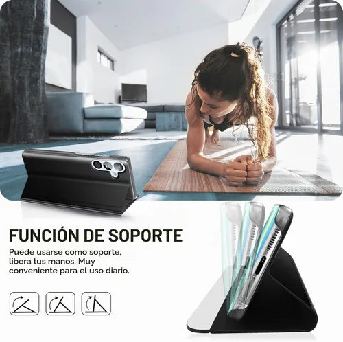 Vista 2 de Funda de teléfono para Samsung Galaxy A16 5G, Clear View Window Funda delgada de lujo para teléfono Galaxy A16 con soporte, funda protectora