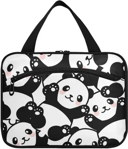 Vista 2 de Neceser para mujer, organizador de maquillaje de viaje con gancho para colgar, bolsas de cosméticos para mujeres y hombres, bolsa de viaje