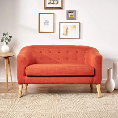 Vista 2 de Christopher Knight Home Bridie Mid-Century - Sofá biplaza moderno, tela naranja apagada