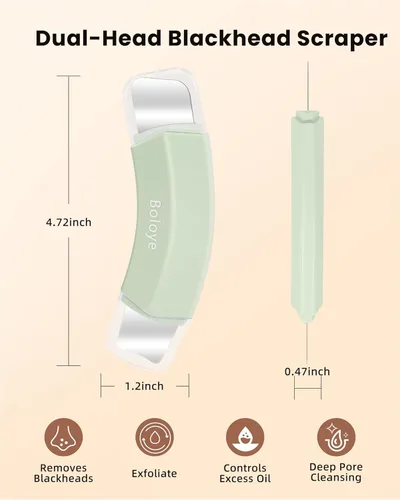 Vista 7 de Boloye Herramienta Eliminadora de Puntos Negros – Rascador Facial de Doble Cabezal y Limpiador de Poros para Limpieza Facial Profunda, Rascador