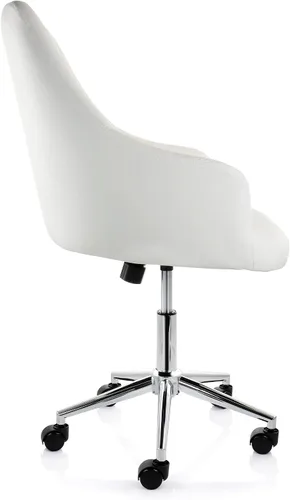 Vista 5 de Elama Silla de oficina ajustable de piel sintética en color blanco con acabado cromado