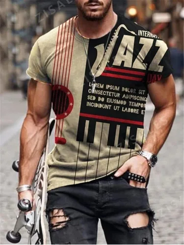 Vista 2 de Taamlou Camiseta de manga corta para hombre, diseño de hip hop, para fitness, manga corta, estampado de moda, S-4XL