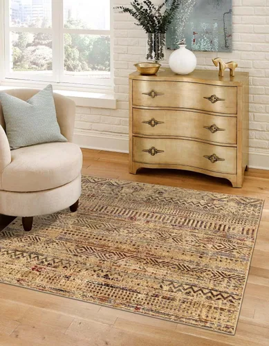 Vista 18 de Unique Loom Saturn Collection Alfombra de área - Relay (Runner 2' 2" x 5' 0", Beige/Gris)