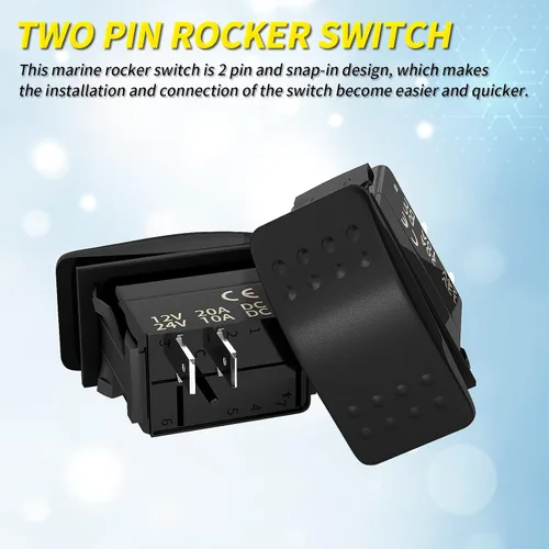 Vista 4 de Joinfworld Interruptor basculante de 12 V, barco marino, 2 pines, interruptor basculante de 20 A, SPST, interruptor de palanca de encendido