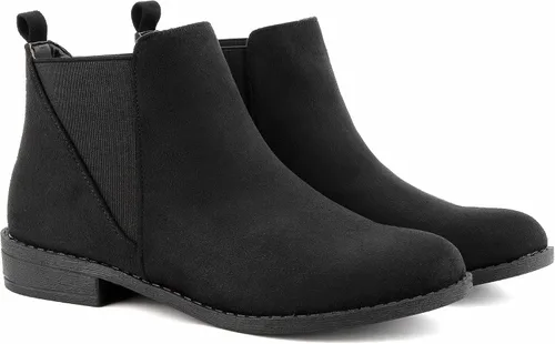 Vista 3 de MaxMuxun - Botas Chelsea de gamuza sintética de caña baja sin tacón para mujer, clásicos y cómodos