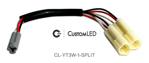 Vista 3 de Custom LED Par de conectores de señal de giro en Y para motocicletas Yamaha, divisor intermitente OEM de 3 cables, funciona con dos señales por