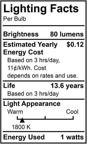 Vista 6 de Euri Lighting - Foco de llama parpadeante, ECA9.5-2120fcb, candelabro decorativo CA9.5 con base E12, blanco cálido 1800K, no regulable, 1W