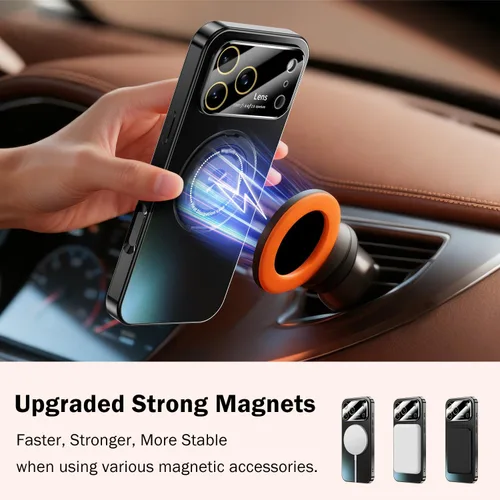 Vista 3 de Funda para iPhone 17 Pro Max con soporte magnético giratorio [cubierta de cámara integrada] [compatible con MagSafe] Funda delgada de protección a