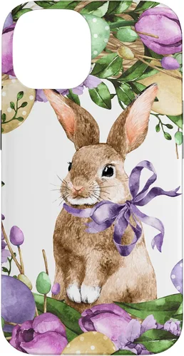 Vista 4 de Floral Easter Bunny Wreath Decor for Women Cute Easter Day Case for iPhone 17