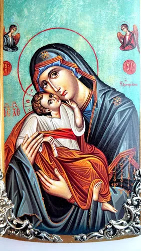 Vista 2 de Iconsgr Icono de madera griego ortodoxo cristiano de madera de la Virgen María Madre de Jesús / K30