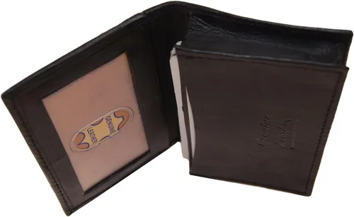 Vista 6 de Improving Lifestyles Cartera de cuero para hombre plegable negro pequeño titular de la tarjeta de crédito ventana ID bolsa de regalo de organza