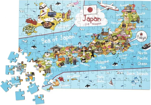 Vista 4 de Rompecabezas de madera con mapa de Japón, 152 piezas, 15 x 10 pulgadas