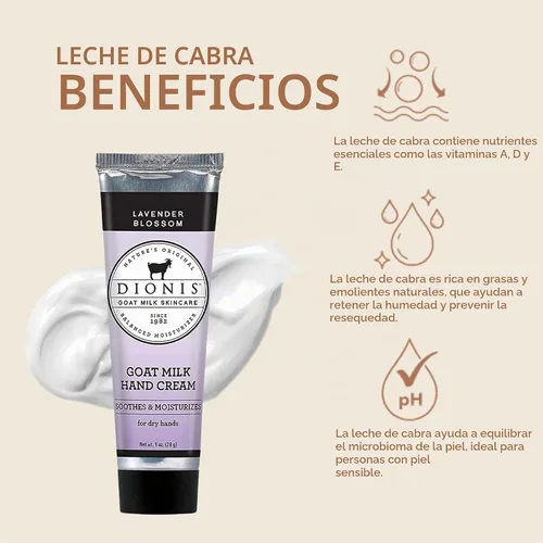 Vista 2 de Dionis Crema de manos de leche de cabra flor de lavanda 1 oz (paquete de 4)