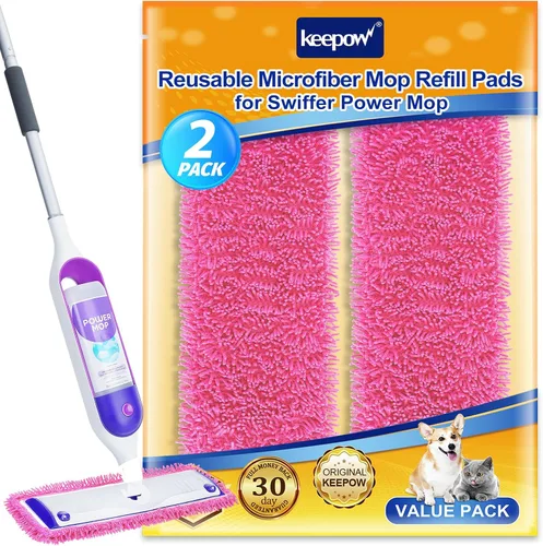 Vista 12 de KEEPOW Almohadillas de microfibra reutilizables para mopa Swiffer Powermop, paquete de 2, almohadillas de mopa eléctrica para trapeador de 13 a 15