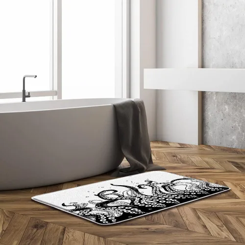 Vista 2 de GCTNBJL Tapete de baño de tentáculos de pulpo, tentáculos kraken, océano, animales marinos, vintage, vida marina subacuática, boceto, arte