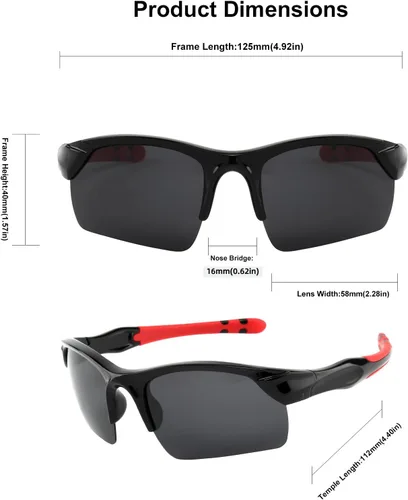 Vista 4 de KENBO Polarized Sports Sunglasses for Kids Wrap Around Sunglasses Baseball Cycling UV Protection for Boys Girls Age 3-10