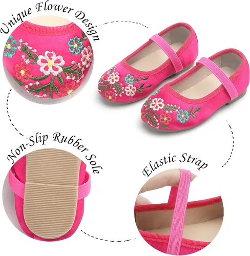 Vista 5 de Tegeek Zapatos de vestir Mary Jane para niña pequeña, estilo casual, sin cordones, zapatos planos de ballet