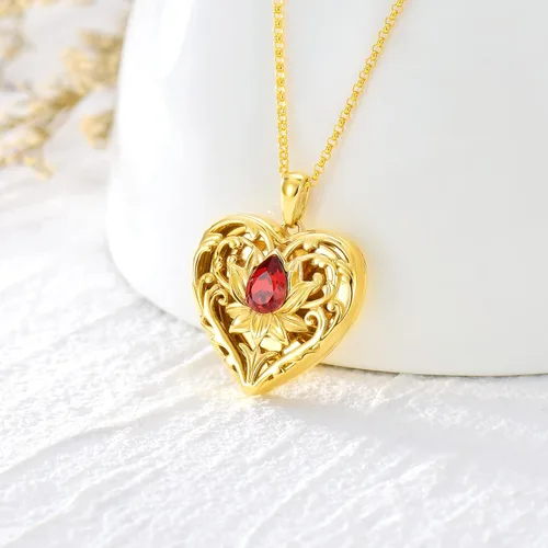 Vista 2 de SOULMEET - Collar con relicario en forma de corazón con girasol donde se pueden guardar fotografías de personas para tenerlas cerca de ti joyería