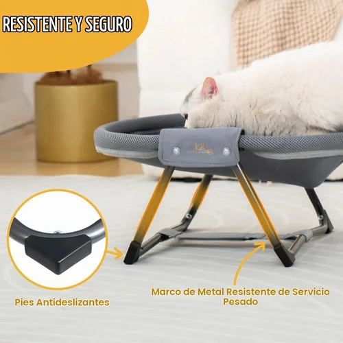 Vista 4 de KITTY KINGDOM - Hamaca plegable para gatos sin montaje, cama elevada portátil para gatos Breathable Mesh Raised Pet Bed for Indoor & Outdoor Use.