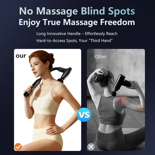 Vista 3 de Pistola de masaje con mango de extensión, herramienta masajeadora de espalda de mano, masajeador para dolor de cuello, piernas, hombros, 9
