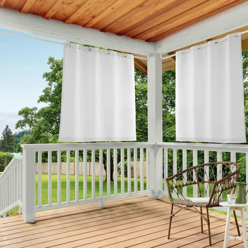 Vista 25 de Town & Country Basics Cabana - Cortinas pesadas para interiores y exteriores, opacidad de filtrado de luz con ojales en la parte superior, repelente