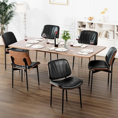 Vista 35 de YaFiti Juego de 2 sillas de comedor, sillas de comedor y cocina modernas de mediados de siglo, sillas tapizadas de piel sintética con diamantes