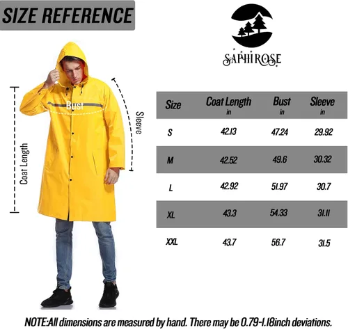 Vista 6 de Chaqueta de lluvia de seguridad larga con capucha para hombre, impermeable, poncho de emergencia